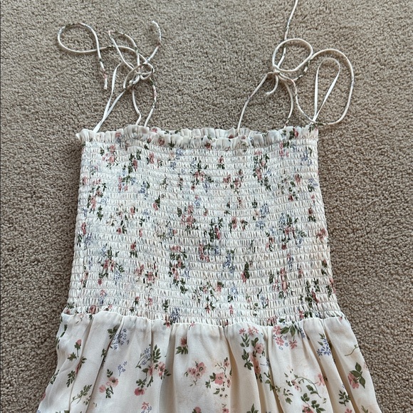 Reformation sable smocked tie shoulder dress - Picture 4 of 11